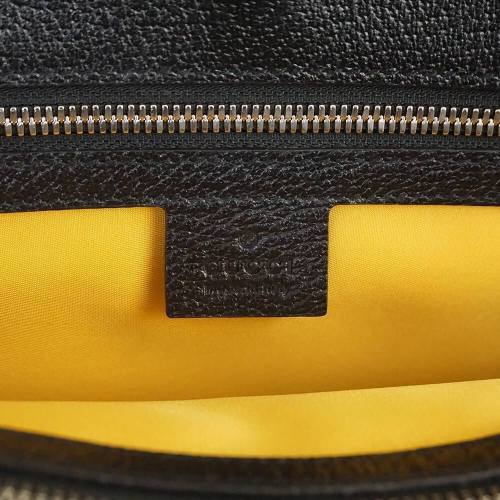 Gucci Beige the Grid Tote Shoulder Handbag GG Leather Yellow Black - Picture 9 of 10